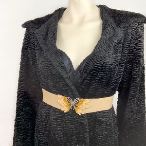 Vintage 80s enamel butterfly stretchy elastic waist belt